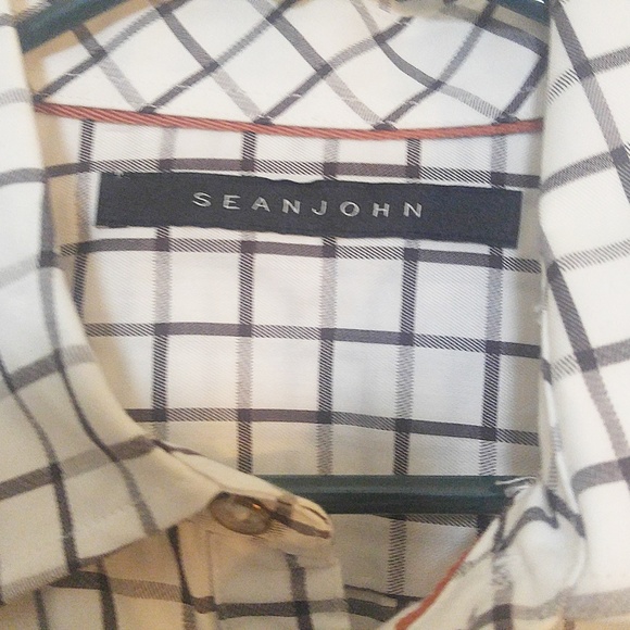Mens Brown white checked Sean John shirt sz L - Picture 2 of 3